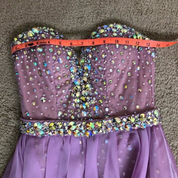 GIGI Beaded Lavender Peplum High Low Gown - Size 2 - NWT - Picture 6 of 11